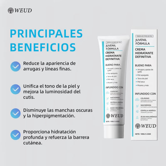 WEUD Crema Coreana con Colágeno, Niacinamida, Centella Asiática y Ácido Hialurónico 100 G