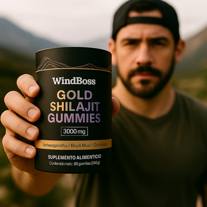 WindBoss Gold Gomitas de Shilajit Puro del Himalaya: Con Ashwagandha, Black Musli y Gokshura®